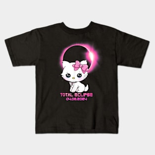 Total Solar Eclipse April 8 2024 Cat Gift For boys Girls KIds Kids T-Shirt